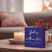 God Is Within Her Bible Verse Artwork Blue Wood Box Sign Rustic Farmhouse Style Psalm 46 : 5 Christian Wood Block Plaque 5 X 5 Inches Home Office Desk Sign Decor for Presents