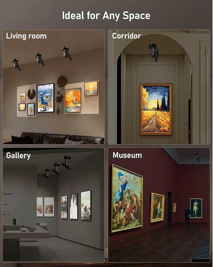 Glendan LED Picture Light: Adjustable Aperture with Zoomable Projection — 2700–6500K High CRI Flicker-Free Smart Control — Perfect Art Light for Artwork in Museums and Galleries