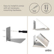 Umbra Conceal, Sturdy Metal Floating Bookshelf for Wall, Silver, Large, Set of 3