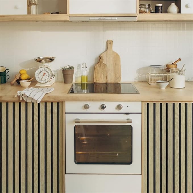 Wallpaper Peel and Stick Wood Grating Stripe Self-Adhesive Wallpaper Faux Wood Contact Paper Wood Slats Self Adhesive Wall Paper PVC Vinyl Film Removable Waterproof (Wood B, 17.3