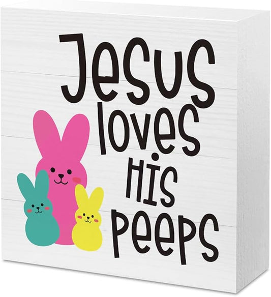 Easter Decor Indoor Easter Party Jesus Decorations Farmhouse Easter Peeps Bunny Rabbit Egg Sign for Home Bathroom Room Badroom Table Mantle Office Dessk Decor