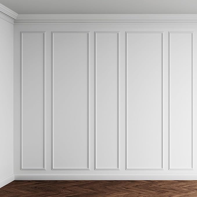 5 Set Accent Wall Molding Kit Premade Wainscoting Panels Wall Molding Peel and Stick Panel White Pre Cut Trim for Walls Picture Frame Molding for Home Decoration(31 x 78 Inch)