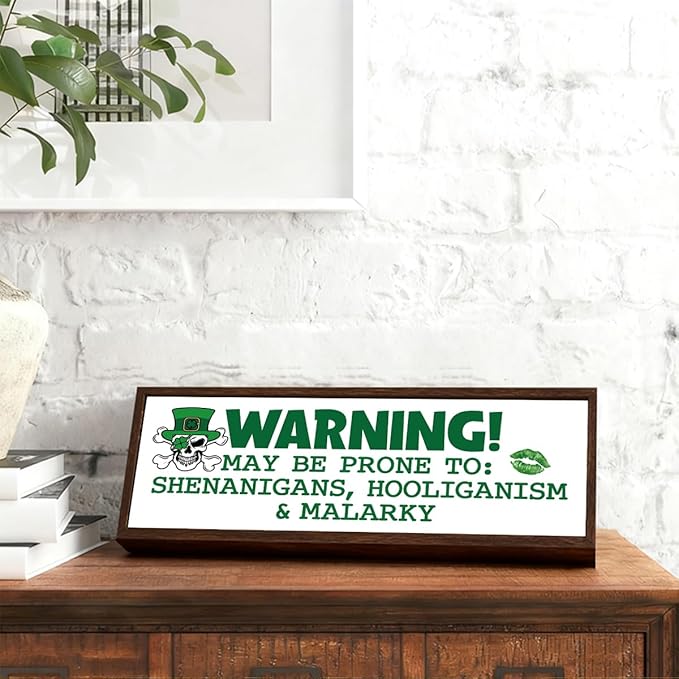Funny St. Patrick's Day, Decorative Wooden Table Sign, Desk Decor Art, St. Patrick's Day Themed Decor for Cafe Shop Coffee Bar, Farmhouse Decors for Table Shelf, 9.5x3.1x1 inches
