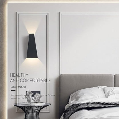 Modern Wall Light LED Sconce Up Down Metal Wall Spot Lamp, Indoor Lighting Fixtures Bedside Night Lamps for Living Room Bedroom Hallway Home Decorative Wall Wash Lights (Color : Black-6000K)