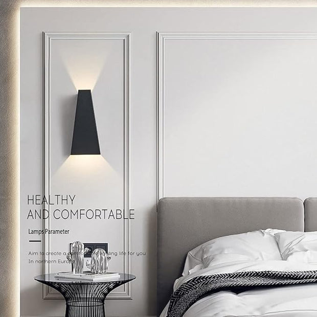 Modern Wall Light LED Sconce Up Down Metal Wall Spot Lamp, Indoor Lighting Fixtures Bedside Night Lamps for Living Room Bedroom Hallway Home Decorative Wall Wash Lights (Color : Black-6000K)
