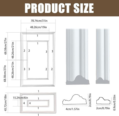 3 Set Peel and Stick Wall Molding Kit - Inner and Outer Layers Style Accent Wall Molding, Ready-to-Assemble Pre Made Wainscoting Wall Panel for Home Décor (Premium Textured Finish)