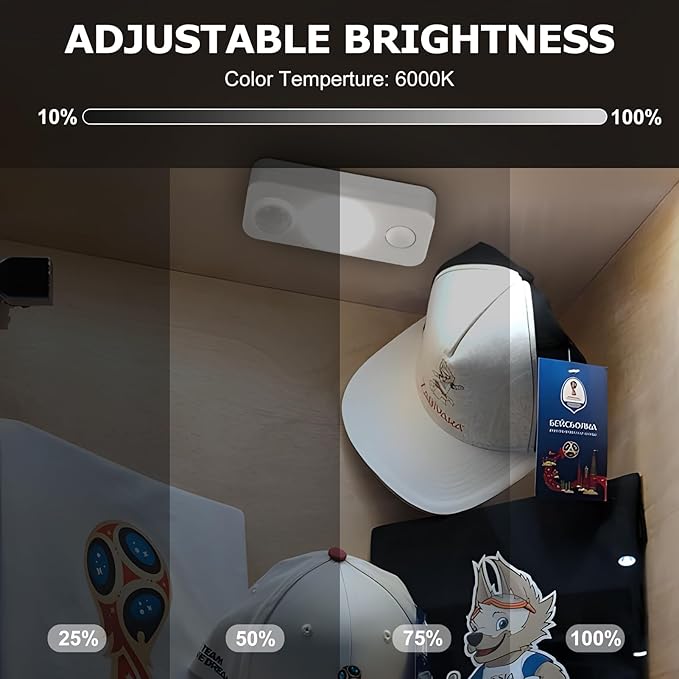 LED Motion Sensor Puck Lights, Rechargeable Cabinet Lights, Stick on Wireless LED Night Light for Closet, Drawer, Shelf, Under Cabinet, Daylight White 8Pack, USB Charging Cord Included