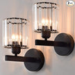 TISLYCO Black Wall Sconces Set of 2, Bathroom Wall Lighting Fixtures Over Mirror, Vanity Light, Modern Glass Shade Wall Lamp Black Indoor Decor for Bedroom Living Room Entryway