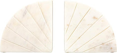 Creative Co-Op Modern Arched Semicircle Marble Bookends with Carved Detail, Set of 2, White