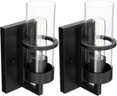 Tipace Black Hardwired Wall Sconces Set of 2,Modern Bathroom Vanity Sconces Wall Lighting with Clear Glass Shade,Farmhouse Wall Mount Lights for Mirror Bedroom Living Room Hallway Kitchen