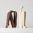 Resin Book Ends, Abstract Thinker Modern Minimalist Decorative Sculpture Bookends, Non-Slip Heavy Duty Bookends for Shelves for Home Office Shelves Desk, Set of 2 (Brown & White)