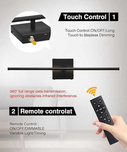 Battery Operated Wall Sconces Set of 2, Dimmable Battery Wall Sconce with Remote Control, Black LED Rechargeable Sconces, 36 Inch Modern Wireless Wall Lights for Bedroom, Living Room,Hallway