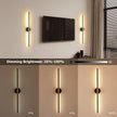 JOOSENLUX Battery Operated Wall Sconces Set of 2 – Gold & Black LED Wall Light, Dimmable, Remote‑Control, Adjustable Arm, Cordless Aluminum Modern Art Lamp