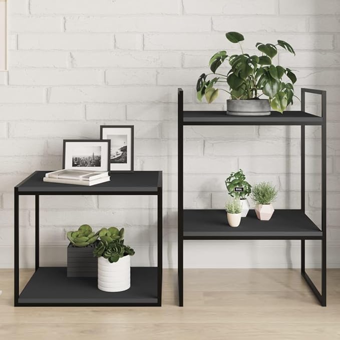 Set of 4 Floating Wall Shelves, Modern Grey Engineered Wood Rectangular Display Shelf for Books, Plants, and Home Decor, 15.7 x 19.7 Inch Storage Organizers