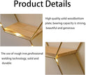 Hexagon Floating Shelves Wall Decor, Gold Metal Wire and Wood Wall Mounted Storage Shelf Home Decorations Art for Bedroom Living Room Kitchen Bathroom, Set of 3 with LED Lights