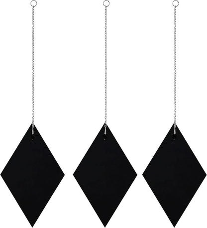 Accent Mirrors - Small Diamond Shape Decorative Mirror Wall Decor 3 Piece Set with Silver Chain