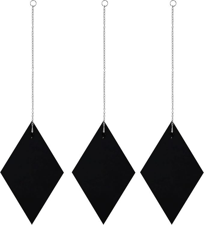 Accent Mirrors - Small Diamond Shape Decorative Mirror Wall Decor 3 Piece Set with Silver Chain