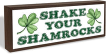 Shamrocks Decor, Shake Your Shamrocks Sign, Farmhouse Wooden Box Sign, Desk Decor Art, St Patricks Day Decoration for Home Office Coffee Bar, Irish Gift for Women Men, 9.5x3.1x1 inches