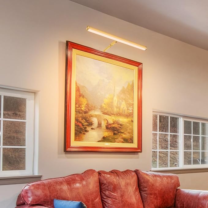 LED Picture Lights for Paintings Plug in, Adjustable Art Light Gallery Wall Light for Display Art Work, 14 Inch 4W 3000K Warm White, Gold Finish CRI90+, ETL Listed