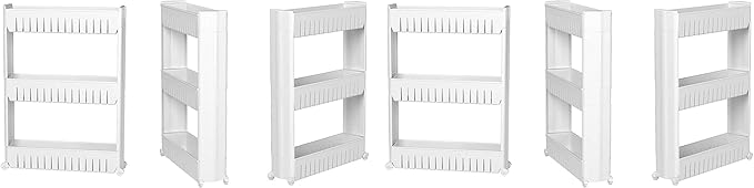 Modern Home Narrow Sliding Storage Organizer Rack - Laundry/Bathroom/Kitchen Portable Storage Shelves