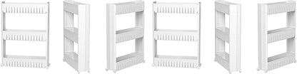 Modern Home Narrow Sliding Storage Organizer Rack - Laundry/Bathroom/Kitchen Portable Storage Shelves