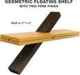 EXCELLO GLOBAL PRODUCTS Geometric Floating Wall Shelf - Easy to Assemble Modern - Decor for Kitchen, Living Room, Bedroom, Office (Dark Brown & Natural Wood)