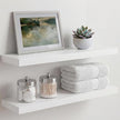 Homeforia White Floating Shelves 24 inch, High End Solid Real Wood 24inch Bathroom Floating Shelf for Wall Mounted, White Wooden 24in Floating Shelves, Heavy Duty Bracket, 24 X 6.5 X 1.75 in, Set of 3
