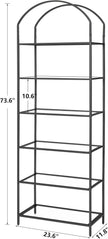 Homhedy Bookshelf Arched Display Racks,Metal Bookcase,Tempered Glass Shelves,Storage Rack Shelf for Home Office,Living Room,Bedroom, Bathroom,Modern Style (Black, 11.8