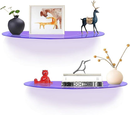 SetGame 2-Pack 24 Inch Acrylic Wall Shelves Wall Decor Wall Mounted, Floating Bookshelves Wall Ledge Shelf, Acrylic Shelves for for Action Figures Display, Room Décor, Space Saving, Items Organizer