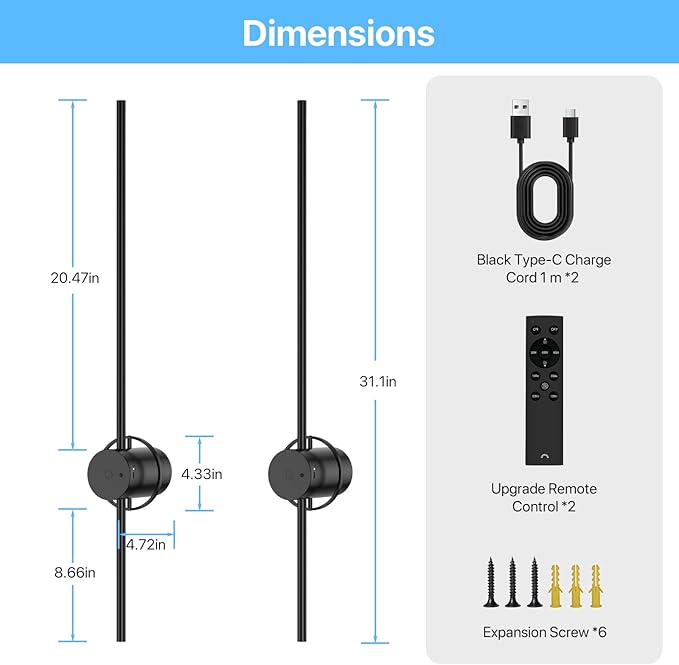 Wall Sconces Set of Two Battery Operated, Rechargeable Wall Sconces with Remote&Touch Control USB Charge, Dimmable Wall Sconce 3 Color Timer 31 inch Wall Sconce for Living Room Bedroom, 2Pack