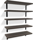 RICHER HOUSE Floating Shelves for Wall Décor, Rustic Wood Wall Mounted Shelves for Bedroom Set of 5, Farmhouse Shelf for Bathroom, Hanging Shelves for Storage - Deep Brown