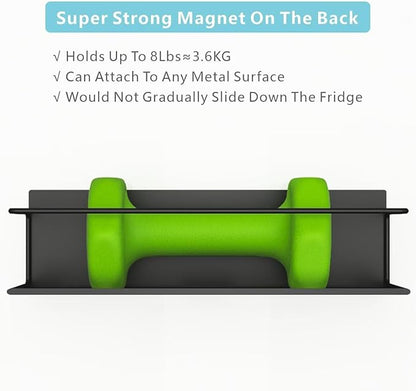 Magnetic Spice Rack For Refrigerator, Space Saving Magnetic Shelf For Fridge Black 2 Pack