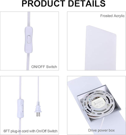 TRLIFE Wall Sconce Plug in, Modern Wall Sconce 12W Wall Mounted Light 6000K Cool White Acrylic LED Wall Lights with 6FT Plug in Cord and On/Off Switch on The Cord(1 Pack, Silver)