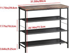 Shoe Rack Organizer 4 Tier Metal Organizer Shelf with Industrial MDF Board and Layer Fabric for Entryway Closet Bedroom Living Room Garage,Black & Rustic Brown (Black+Rustic Brown, 4 Tier)