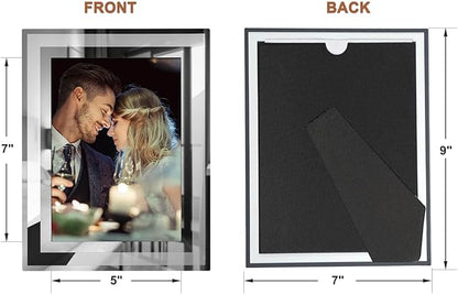 IZIDDO 5x7 Picture Frames Set of 4, Silver Mirror Glass Photo Frame for Tabletop Display, Gifts Picture Frame, Horizontally or Vertically