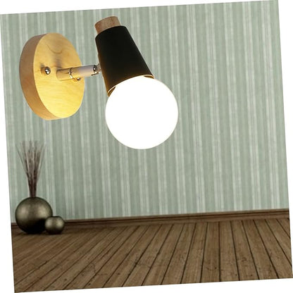 NUOBESTY Minimalist Wall Lamp Solid Wood Design Modern Indoor Decorative Lighting for Bedroom Room and Hallway No Bulb Included Black Finish