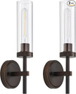 Oil Rubbed Bronze Wall Sconces Set of Two, Bathroom Wall Sconces Vanity Lights with Clear Glass Shade, Modern Farmhouse Wall Mount Lights for Mirror Bedroom Living Room Stairwell Hallway