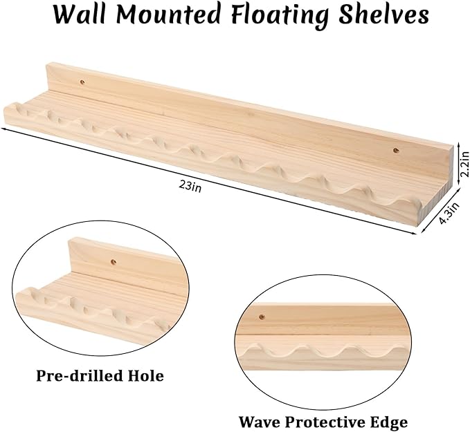 NCONCO Nursery Book Shelves, 4 Pack 23x4.3inch Floating Shelves for Wall Photo Picture Ledge Shelves Wall Book Shelves for Kids Bedroom Living Room Kitchen Nursery Decor