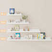 Fun Memories Picture Ledge Shelf for Wall, 16 inch Pine Wood Nursery Book Shelves Set of 4- Wall Book Shelves for Kids Room, Home Decor - Kitchen Spice-White
