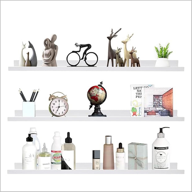 AZSKY 48 Inch Picture Ledge Shelf Floating Shelves Wall Mounted Set of 3 White