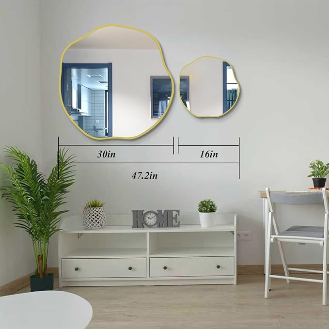POZINO Gold Irregular Mirror, 30