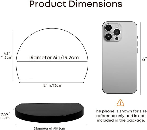 Small Wood Floating Shelves (2-Pack, 6-inch Diameter) - Round Sturdy Invisible Wall Mount Display for Small Plants,Toys,Bathroom,Living Room Storage & Modern Rustic Décor (Black)