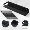 Lallisa 2 Pieces Stainless Steel Shelf Bathroom Shower Floating Shelves Wall Mounted Shower Caddy Basket Shelf Storage Organizer Shelves for Bathroom, Kitchen, Living Room (Black,15.75 Inch/ 40 cm)