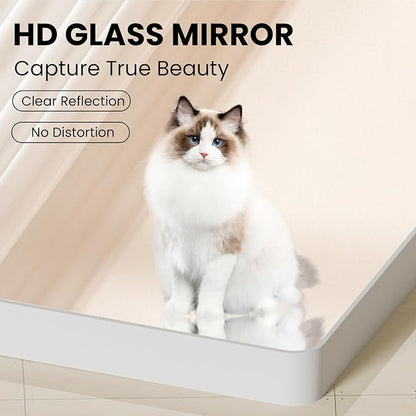 White Bathroom Mirror 24x32 Inch, White Metal Framed Bathroom Mirror for Wall, Rounded Rectangle Matte Bathroom Vanity Mirror, Tempered Glass, Anti-Rust, Horizontal/Vertical