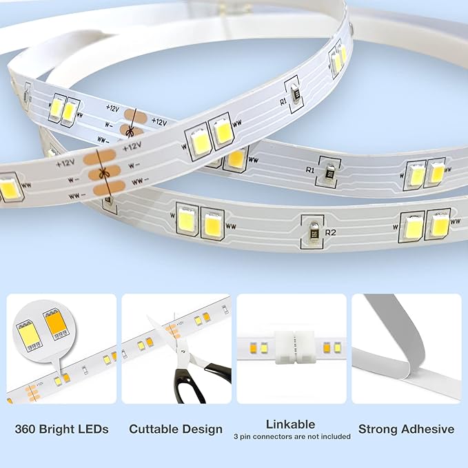 DAYBETTER Under Cabinet Lighting, 6 PCS Under Cabinet Lights, Dimmable LED Strip Lights with Remote, LED Lights for Kitchen Cabinet, Counter, Shelf, 2700K-6500K Warm to Daylight White, Timing, 20 ft