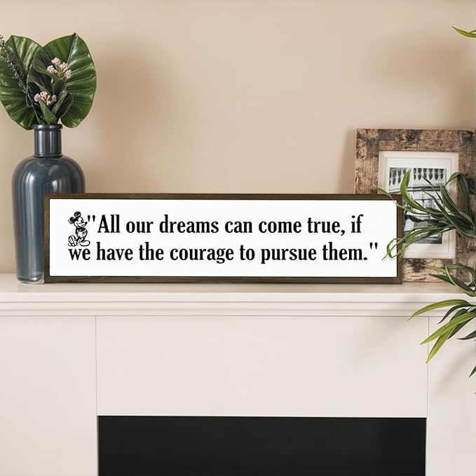 WKYAER Inspirational Wall Decor, Decorative Wooden Box Signs, Rustic Hanging Wood Sign Decor, Tabletop Decoration for Home Office, Bedroom Wall Art, All Our Dreams Can Come True Sign