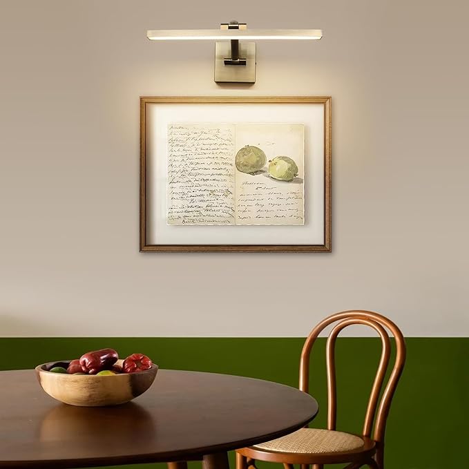 LED Modern Dimmable Picture Lights for Wall 15.75 Inch Hard-Wired Picture Frame Lights for Paintings Gallery Light with Adjustable Swing Arm Display Lights For Artwork, 7W, Warm White Antique Bronze