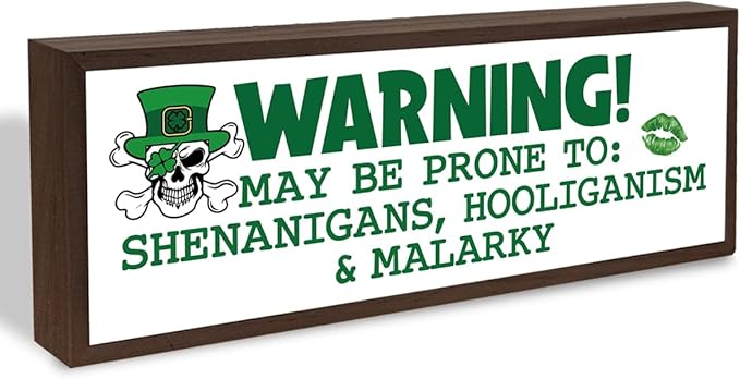 Funny St. Patrick's Day, Decorative Wooden Table Sign, Desk Decor Art, St. Patrick's Day Themed Decor for Cafe Shop Coffee Bar, Farmhouse Decors for Table Shelf, 9.5x3.1x1 inches