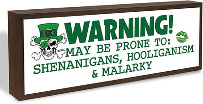 Funny St. Patrick's Day, Decorative Wooden Table Sign, Desk Decor Art, St. Patrick's Day Themed Decor for Cafe Shop Coffee Bar, Farmhouse Decors for Table Shelf, 9.5x3.1x1 inches