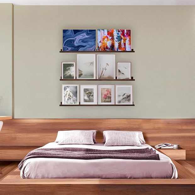 AZSKY 36 Inch Wall Mounted Floating Shelves for Home Decoration,Picture Display Ledge Shelf for Bedrooms,Office,Living Room, Kitchen, Deep Walnut Wood Shelf,3 Same Sizes